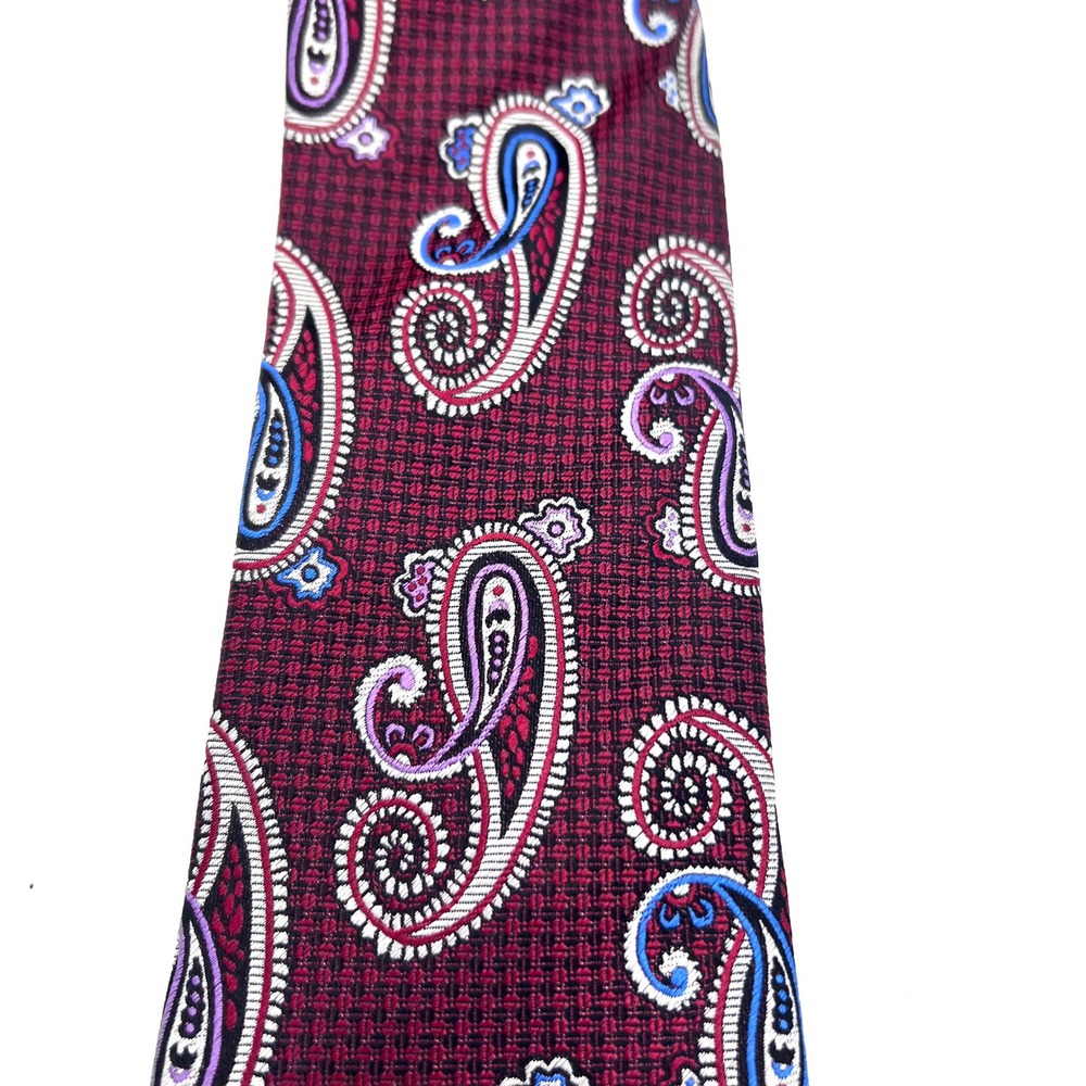 Bruno Marchesi Burgundy Paisley Silk Handmade Men's‎ Neck Tie XL - Picture 2 of 7